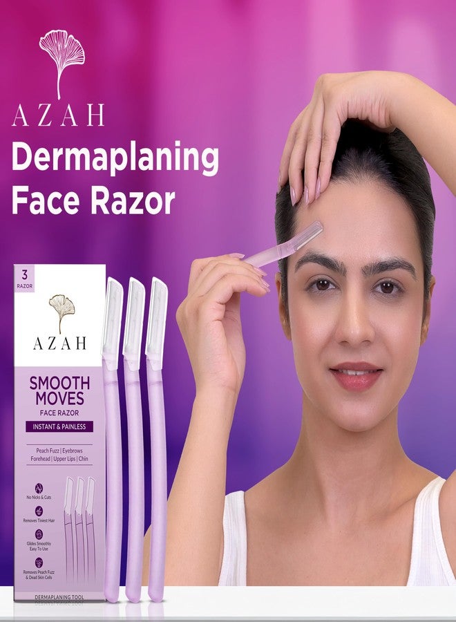 Azah Dermaplaning Face Razor for Woman [Pack of 3] | Smooth Face Razor | Instant & Painless Facial Razors for Women Facial Hair | Perfect for Eyebrows, Upper Lip & Chin | Ideal for All skin Types - Image 2